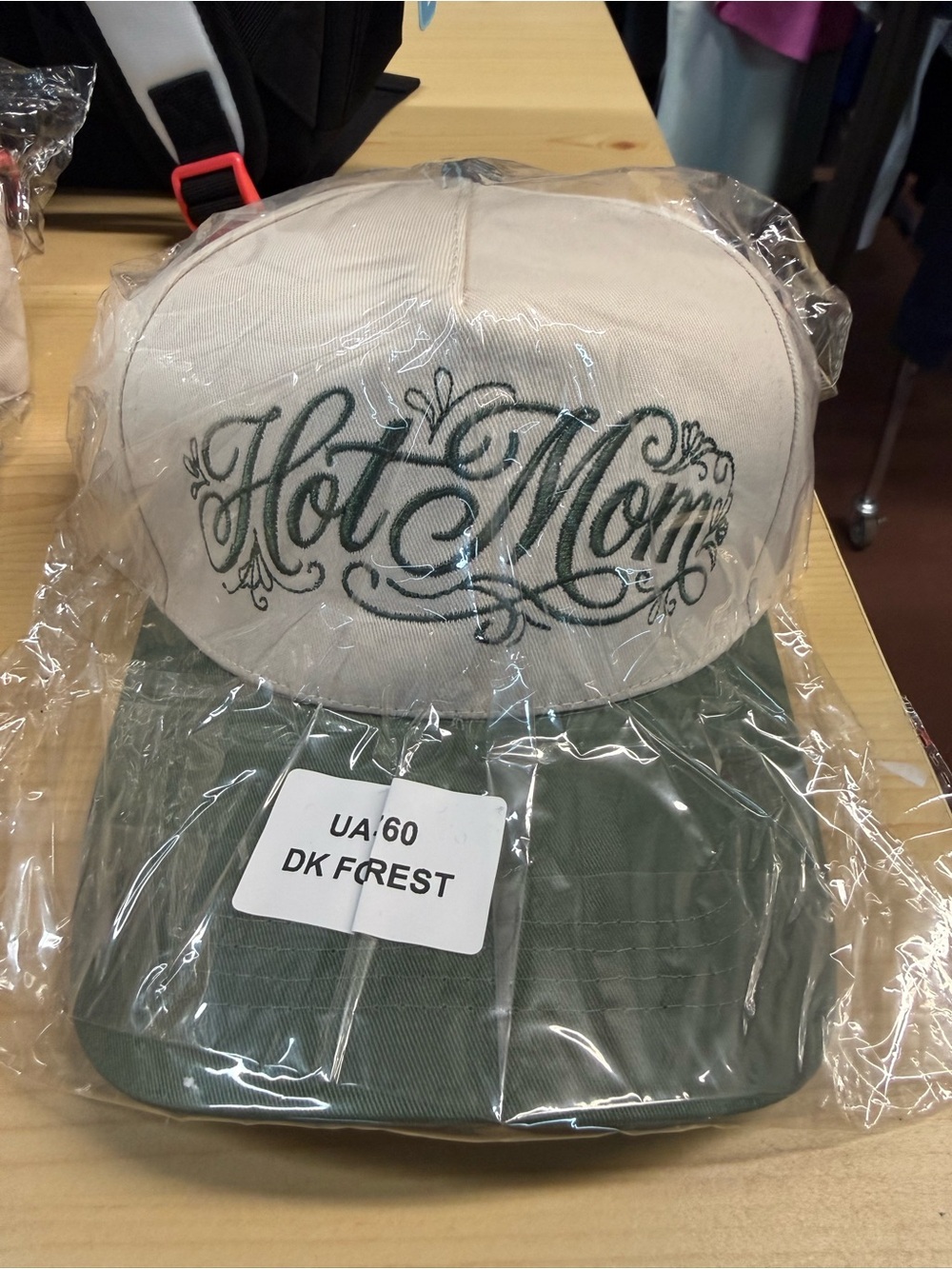 Zenana Outfitters Two-Tone 'Hot Mom' Cap - Cream & Dark Forest Green